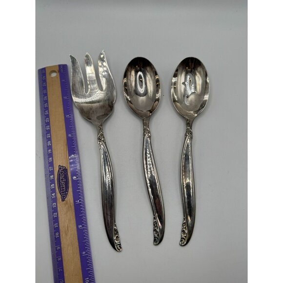 1847 Rogers Bros Leilani Silver Plate Slotted Spoon, Serving Spoon Serving Fork - Picture 5 of 6